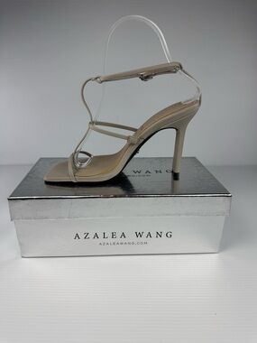 Azalea Wang Avena Gray Strappy Heels Size 8 Square Toe Ankle Strap